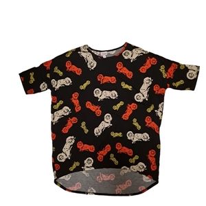 Lularoe black, red, and white colored motorcycle top/blouse XL